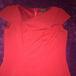 Tahari dark red short sleeve dress.